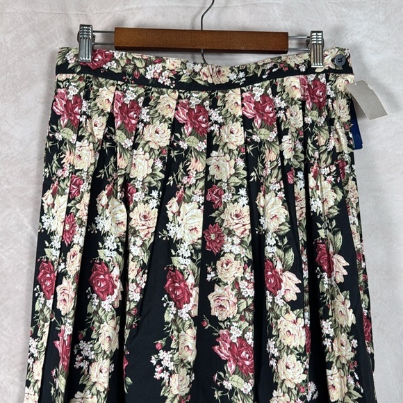 VTG Herman Geist Floral Pleated Maxi Skirt Women 14 Boho Prairie Cottagecore NWT - Picture 3 of 9